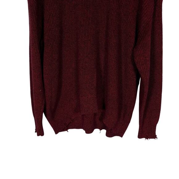 Pistola Womens Distressed Sweater XL Cherry Red Knit Oversized Edgy Streetwear - Picture 5 of 15
